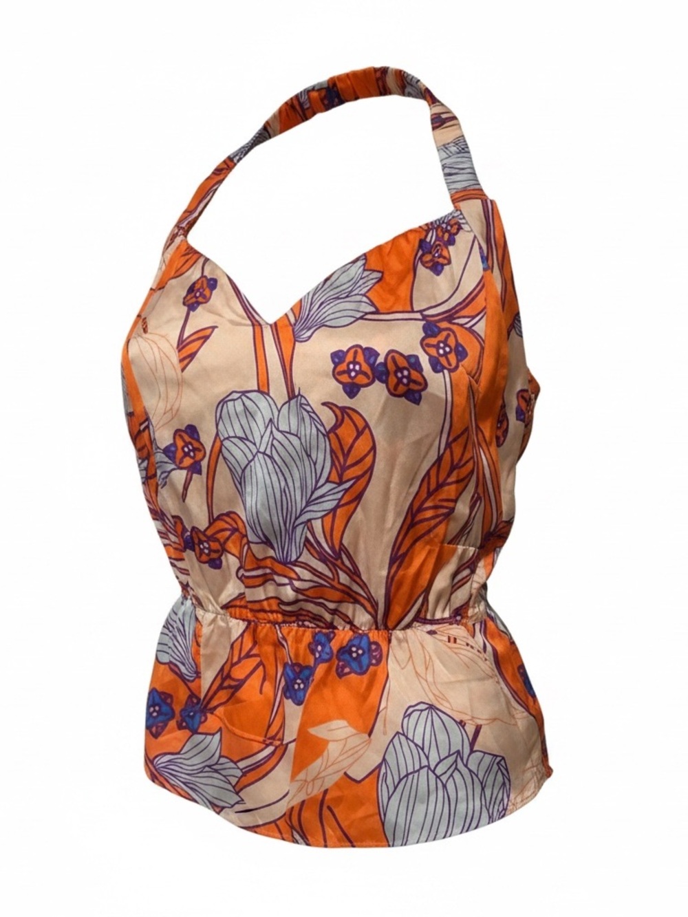 Ladies Collective Concepts Orange & Purple Sleeveless Smocked Blouse Size M
